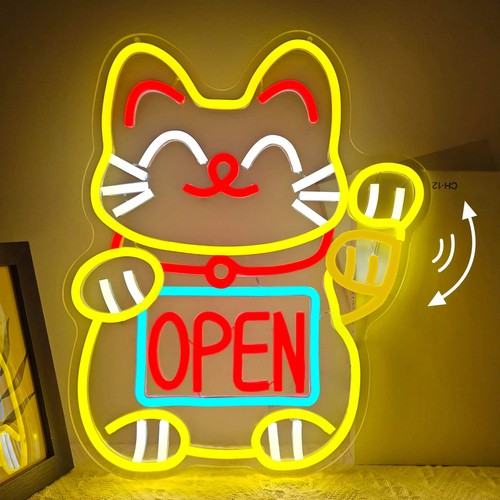 Waving lucky cat neon sign - lucky,