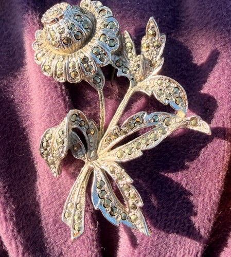 Vintage marcasite flower - marcasite,