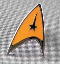 Star Trek pin badges V2. White or Gold. Metal. Smaller. Starfleet Insignia
