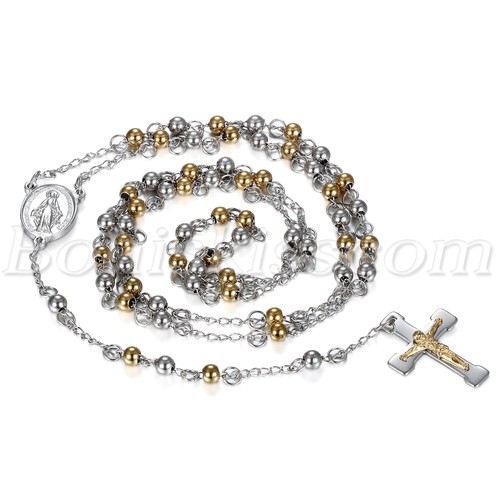 Stainless steel beaded rosary - steel,
