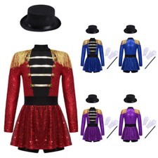 Kids Girls Circus Ringmaster Costume Carnival Cosplay Fancy Dress up Outfit Set