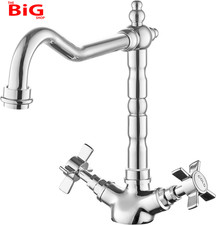 French Classic Mixer Tap Traditional Crosshead Handles Monobloc Kitchen Sink Fau