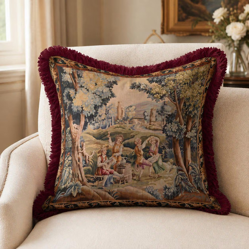 Vintage tapestry pillow - vintage, cover
