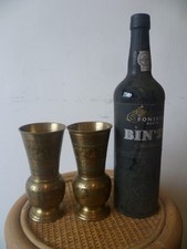 Two Vintage Hindu / Indian Brass Vases. Ornately Chased Indian Brass Vases