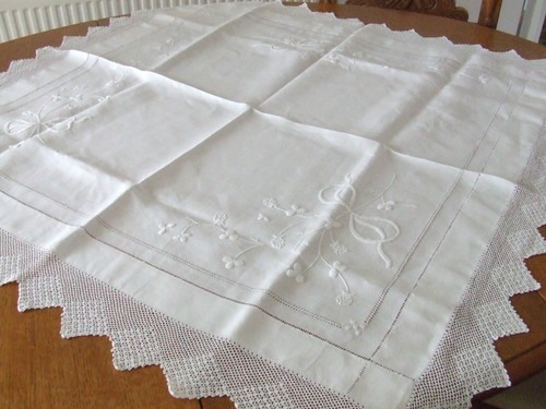 Vintage white linen - vintage, hand