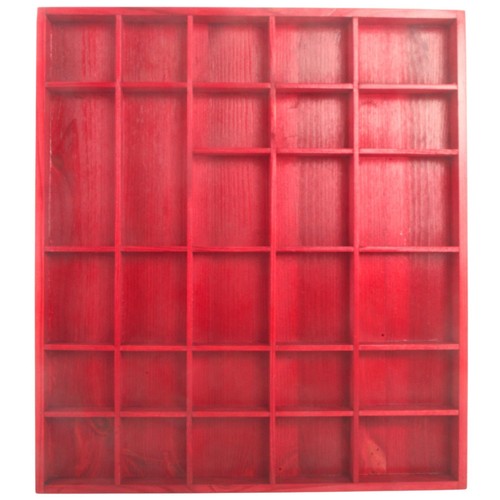 Red display cabinet with - display, 28