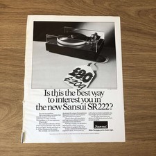 GRAM101 MAGAZINE ADVERT 11X8 NEW SANSUI SR222 TURNTABLE