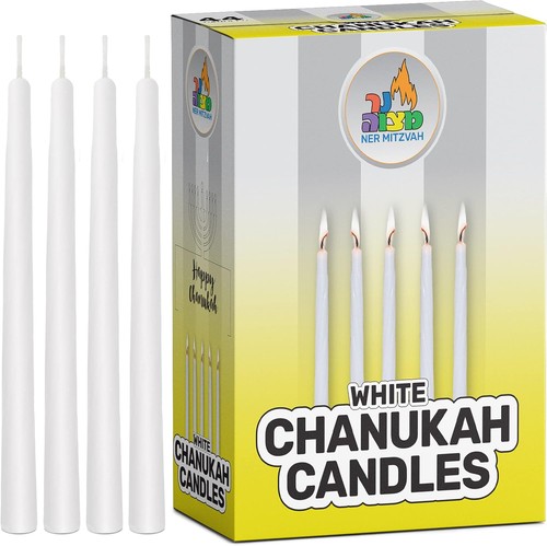 Ner mitzvah white chanukah - white,