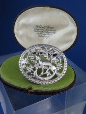 Large Vintage Silver SMIBO Fox & Grapes Pierced Brooch