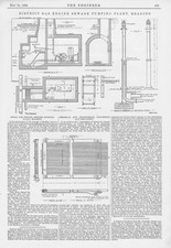 READING Berkshire District Gas Engine Sewage Pumping Plant Antique Print 1893
