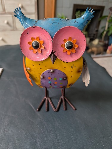 Decorative metal painted owl - decorative,