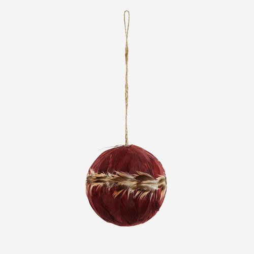 Burgundy feathered xmas bauble - xmas,