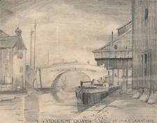 Stockton Quay - Antique Pencil Drawing - 1934 - Victor Cornet