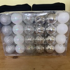 48 Silver Christmas Baubles 6