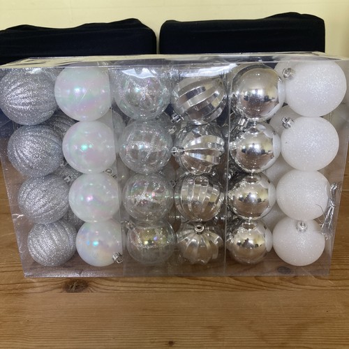 Silver christmas baubles - silver,