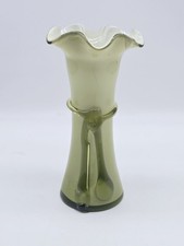 ⭐️ Vintage MURANO Style HAND-MADE 20cm GLASS VASE Fancy Green ⭐️