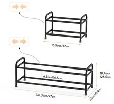 esonstyle 2 Tier Expandable Shoe Rack, Adjustable Metal Shoe Storage Organizer f