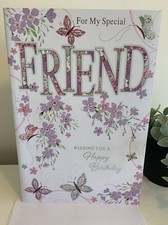 Special Friend FEMALE Birthday Card /with Lovely Verse Card (9 x 6.25") Inserted