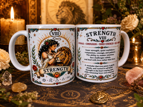 Strength tarot cards mug - cards,