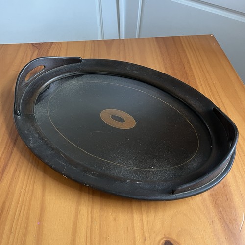 Antique dark wood inlay - inlay, oval