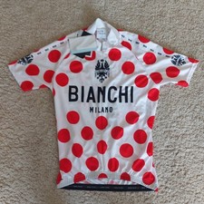 Bianchi Cycling Jersey KOM White Red Polka Size Large 