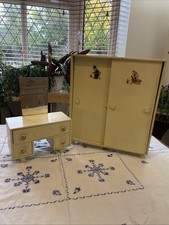 Vintage 40/50/60’s Child’s Dolls Clothes Wardrobe And Dressing Table Set.