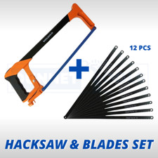 12” 300mm Large Hacksaw Set Durable Hand Saw Steel Cut Blades 12pc Soft Grip