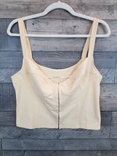 Free People Serenity Corset Cami Top Size XL Ivory Beige Basque Hook Eye Front