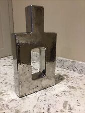 Vintage Chrome Abstract Modern Vase Metallic Silver 14” Tall