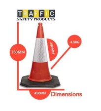 PROFESSIONAL ORED TRAFFIC CONES - HEAVY DUTY 750 MM HIGH 5 TO 200 PACK SIZES 