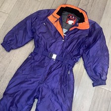 Womens Decathlon Ski Suit One Piece Snowsuit Snow Bib Retro Jumpsuit Vtg 14