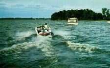 Postcard speedboat and princess passenger boat Clear Lake, Iowa