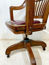 1950's Handmade Swivel Office Chair in Solid Oak