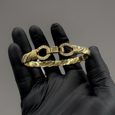 9CT GOLD ON SILVER HOOK BANGLE UNISEX CZ HEAVY 8INCH WRIST, Gift