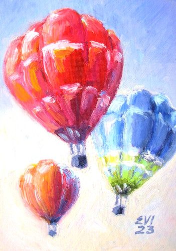 Hot air balloon original oil - balloon,