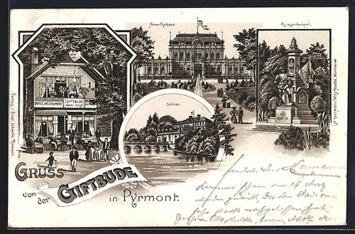 Lithograph pyrmont gasthof - lithograph,