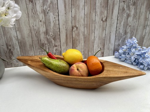 Banana boat wooden bowl oblong - banana,