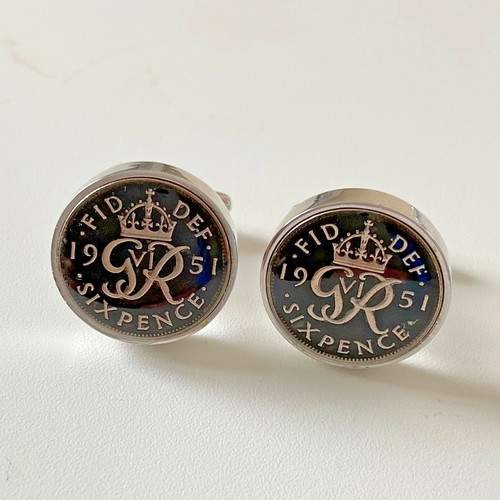 1951 black enamelled sixpence - black,