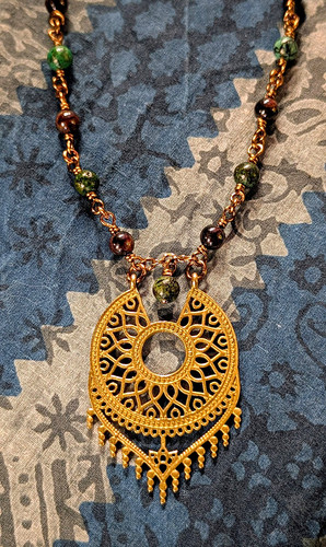 Bohemian brass mandala pendant - brass,
