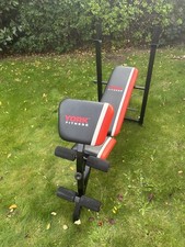 York Fitness 2 In 1 Folding Barbell And Ab Bench With Curl - Weight Bench