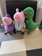TY Peppa Pig  Grandpa Pig, Daddy Pig & Mr Dinosaur Beanie Soft Plush Toys X 3