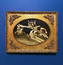 Antique Late 19th Early 20th Century Hunting Foxhounds In Pursuit Oil Painting 