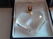 LALIQUE PENDANT BEAUTIFUL HEART 9 CT WHITE OR YELLOW GOLD FINE CHAIN OUTSTANDING