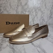 Dune London Gianetta Leather Flat Penny Loafers – Women’s UK 6 / EU 39 – Gold