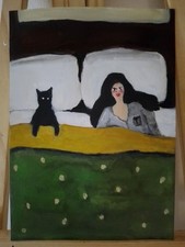 Cat painting Vintage style