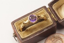 ANTIQUE ENGLISH 18K GOLD AMETHYST MOURNING RING C1760