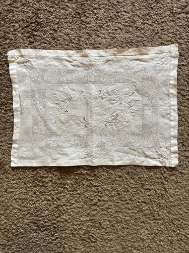 Vintage white linen textile - vintage,