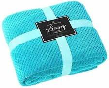 LUXURY POPCORN WAFFLE BLANKET FLEECE TRAVEL THROW SOFA BED WARM COSY EXTRA LARGE