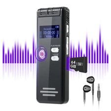 ZIPCIDE 64GB Digital Voice Activated Recorder - 3072Kpbs HD Dual MIC Dictaphone