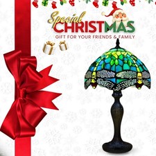 Tiffany-Style Table Lamp Handcrafted Art Bedside Light Desk Lamps Stained Glass